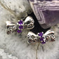 Carolyn Pollack Sterling Silver 3 Faceted Amethyst Bow Post Earrings For Women