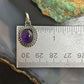Sterling Silver Southwestern Style Oval Amethyst Decorated Charm/Pendant For Women