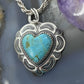 QT Quoc Sterling Silver Southwestern Style Turquoise Heart Pendant For Women