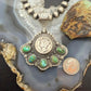 Sterling Silver Southwestern Style 1941 Mercury Dime & Sonora Gold Turquoise Pendant