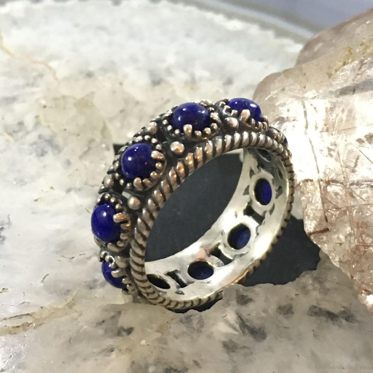 Carolyn Pollack Sterling Silver Lapis Lazuli Eternity Band Ring Size 8 For Women