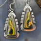 Sterling Silver Southwestern Style Triangle Yellow Jasper Dangle Earrings For Women