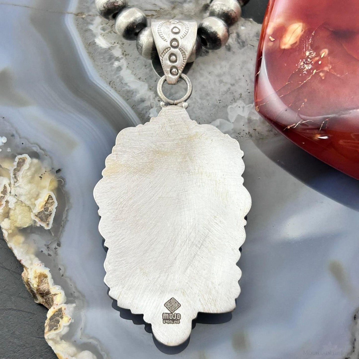 Sterling Silver Southwestern Style Oval Charoite Decorated Pendant For Women