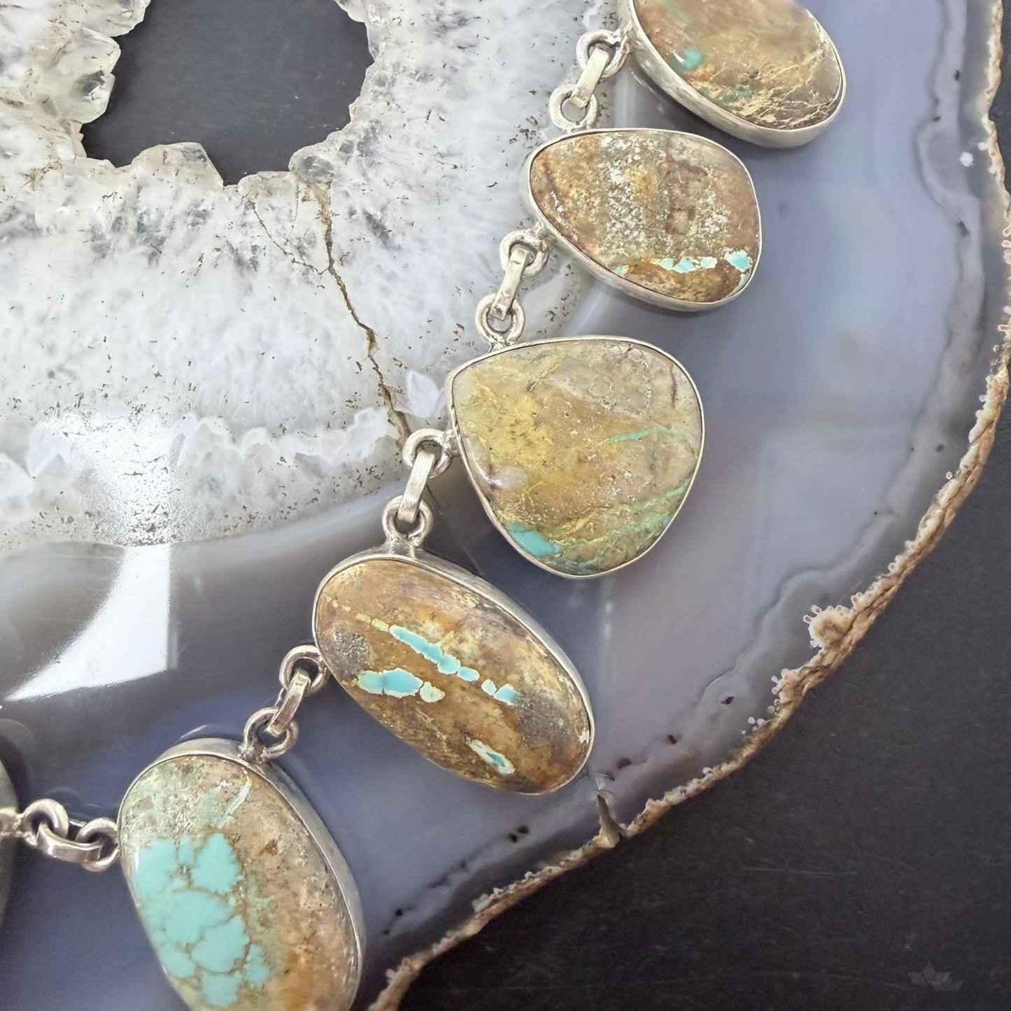 Sterling Silver Southwestern Style Boulder Ribbon Turquoise 18" Necklace For Women