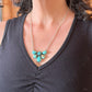 Sterling Silver Southwestern Style Turquoise #8 Cluster 19" Lariat Necklace For Women
