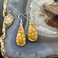 Sterling Silver Teardrop Fossilized Jasper Slab Dangle Earrings For Women #193