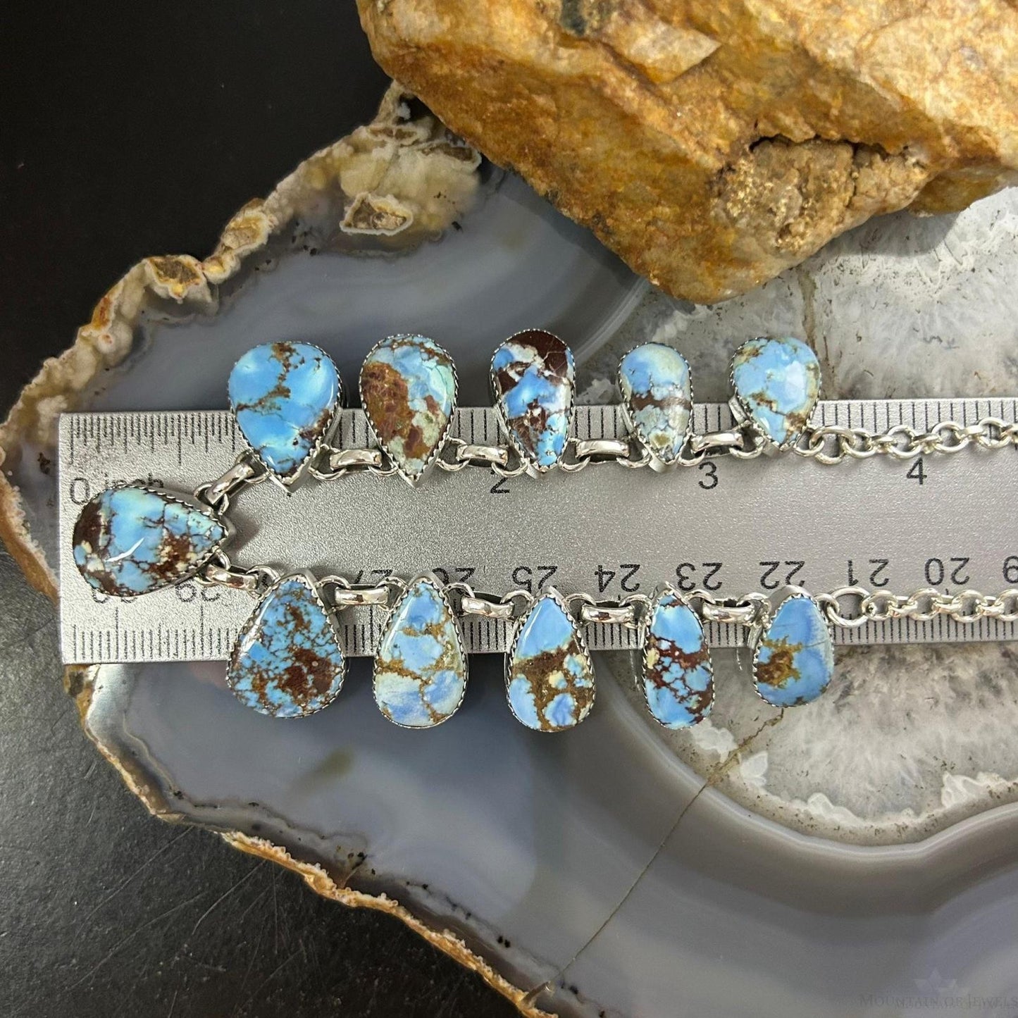 Sterling Silver Southwestern Style Teardrop Golden Hill Turquoise Necklace For Women