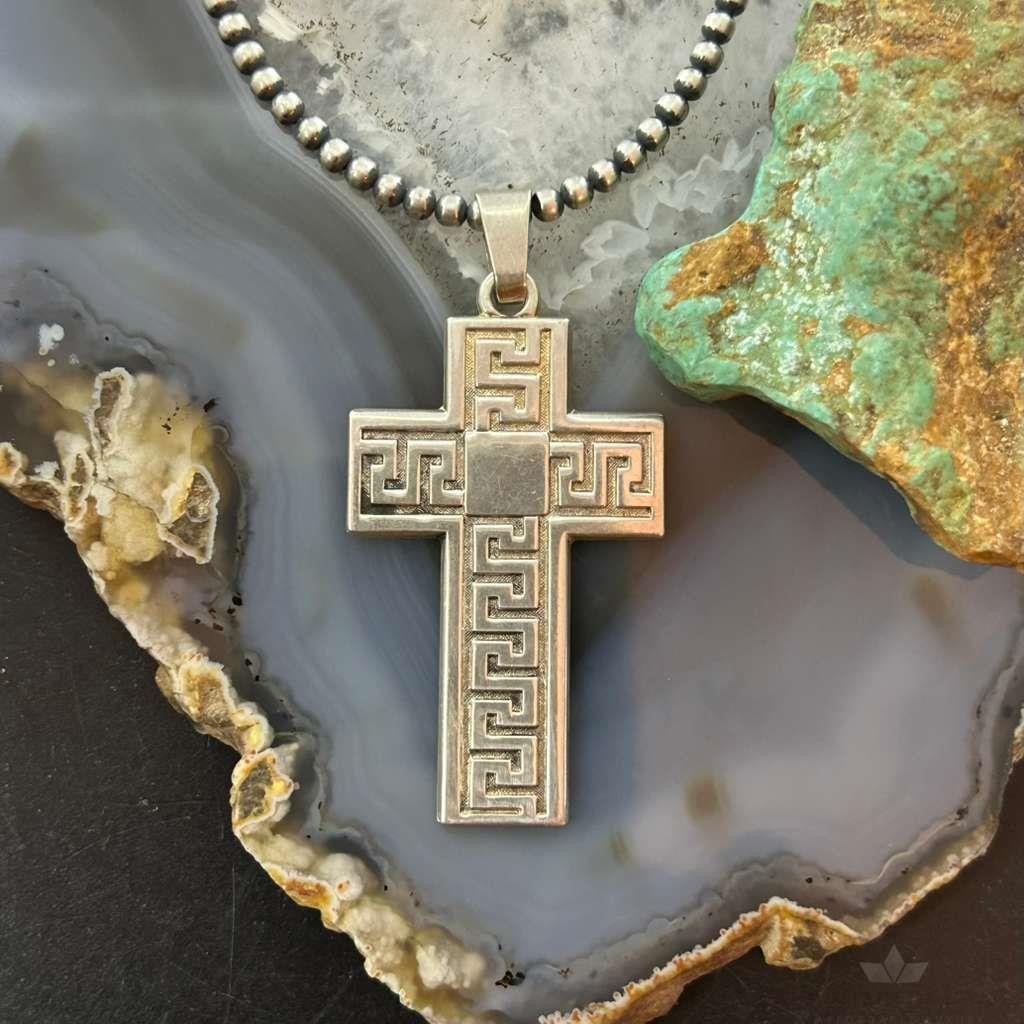 Sterling Silver Overlay Unisex Decorated Cross Pendant