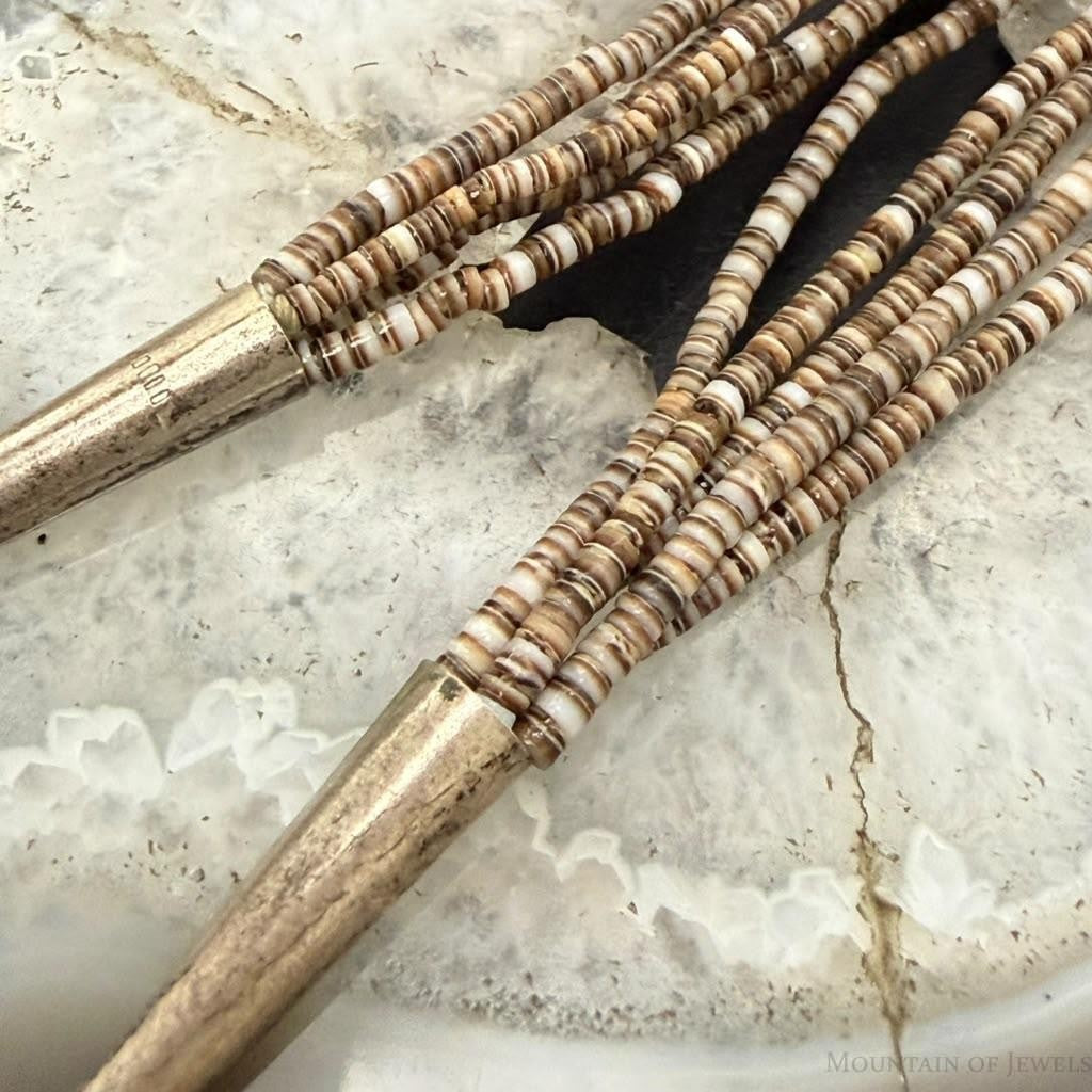 Vintage Native American Silver 5 Strands Heishi Beads 26" Necklace For Women