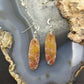 Sterling Silver Oval Plum Moss Agate Slab Dangle Earrings For Women #519