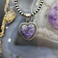 Sterling Silver Southwestern Style Charoite Heart Shape Pendant For Women