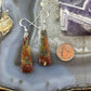 Sterling Silver Elongated Triangle Red Marcasite Slab Dangle Earrings For Women #208