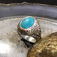 Carolyn Pollack Sterling  Silver Oval Turquoise Decorated Shield Ring Size 9.5 For Women