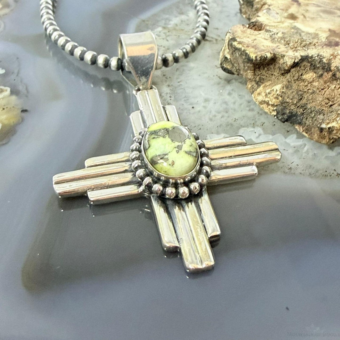 Sterling Silver Southwestern Style Oval Palamino Unisex Zia Pendant