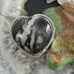 Sterling Silver Southwestern Style White Buffalo Heart Shape Ring Size 8 For Women