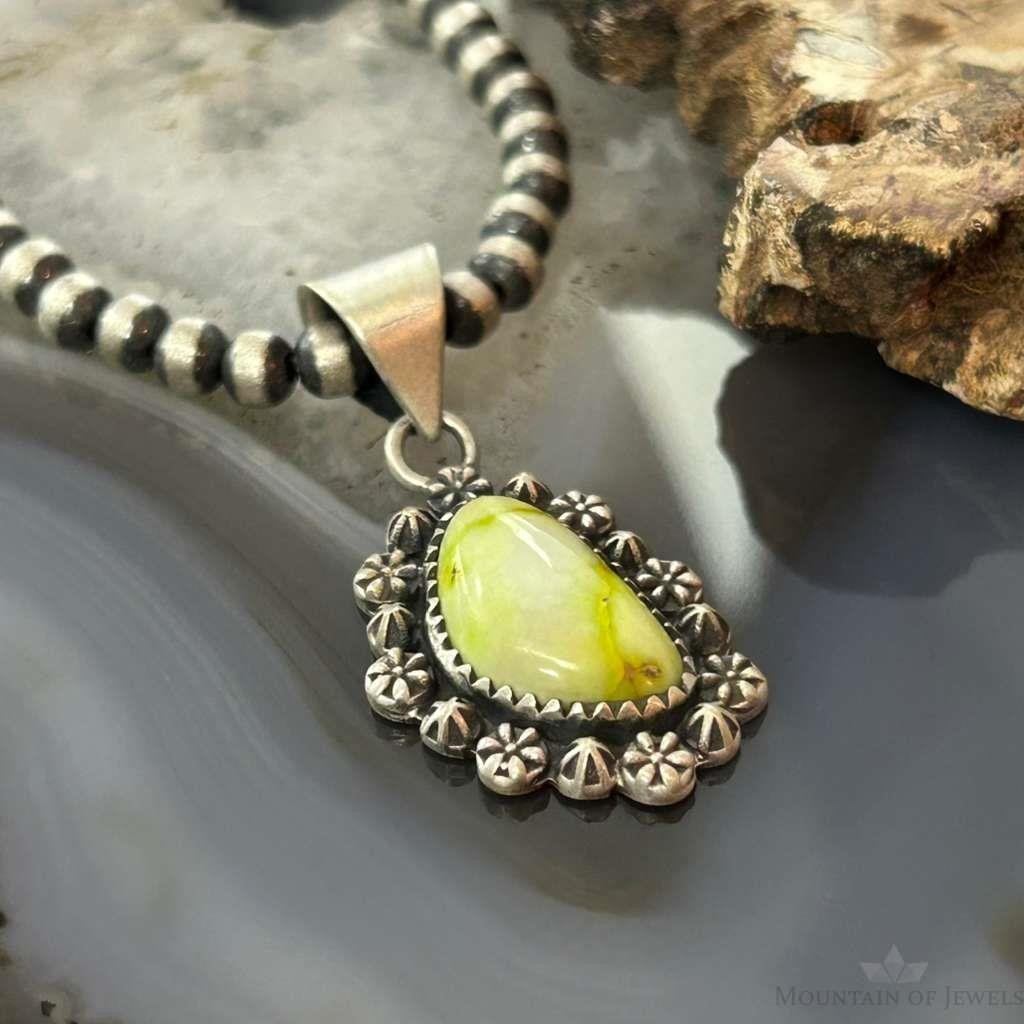 Sterling Silver Southwestern Style Triangular Palomino Decorated Pendant For Women