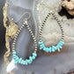 Sterling Silver Navajo Pearl Bead & Chunky Turquoise Dangle Hoop Earrings For Women