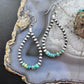 Sterling Silver Southwestern Style Navajo Pearl & Turquoise Bead Hoop Earrings For Women