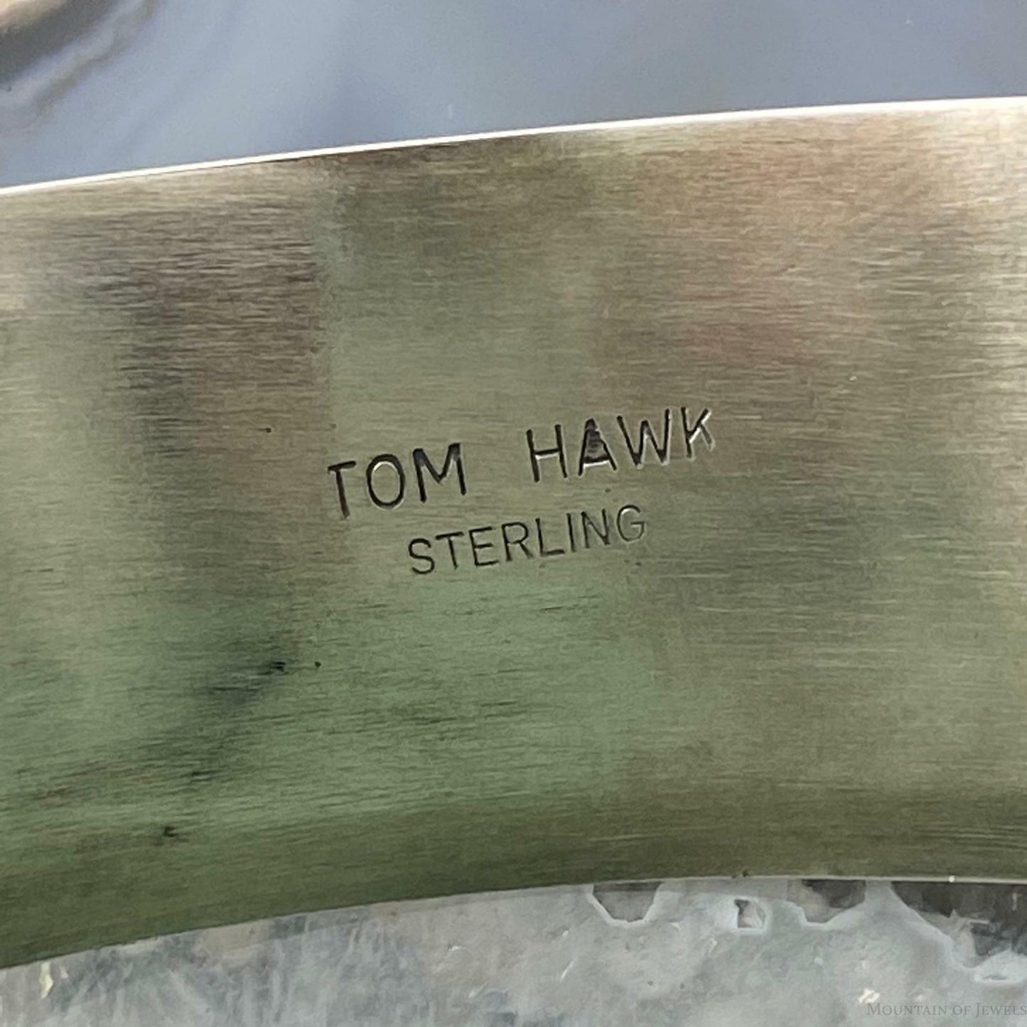 Tom Hawk Native American Sterling Silver Grooves Bracelet Cuff For Men