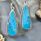 Sterling Silver Southwestern Style Teardrop Mojave Turquoise Dangle Earrings For Women