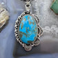 Sterling Silver Southwestern Style Large Turquoise Decorated Pendant For Women