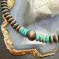 Southwestern Style Copper 8mm Navajo Pearl Saucer &Turquoise 18"-20" Necklace #1