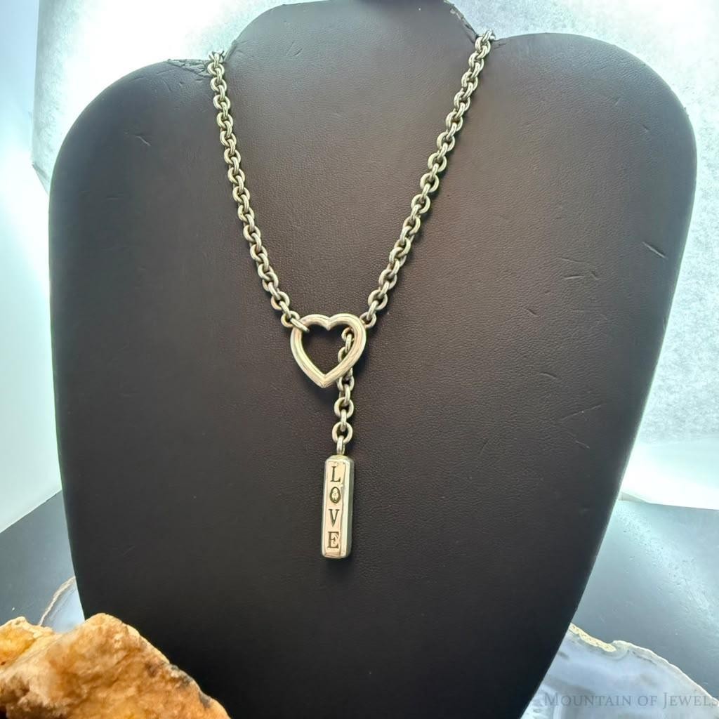 Sterling Silver Fashion Chain Link w/Pendant Love Always 20" Necklace For Women