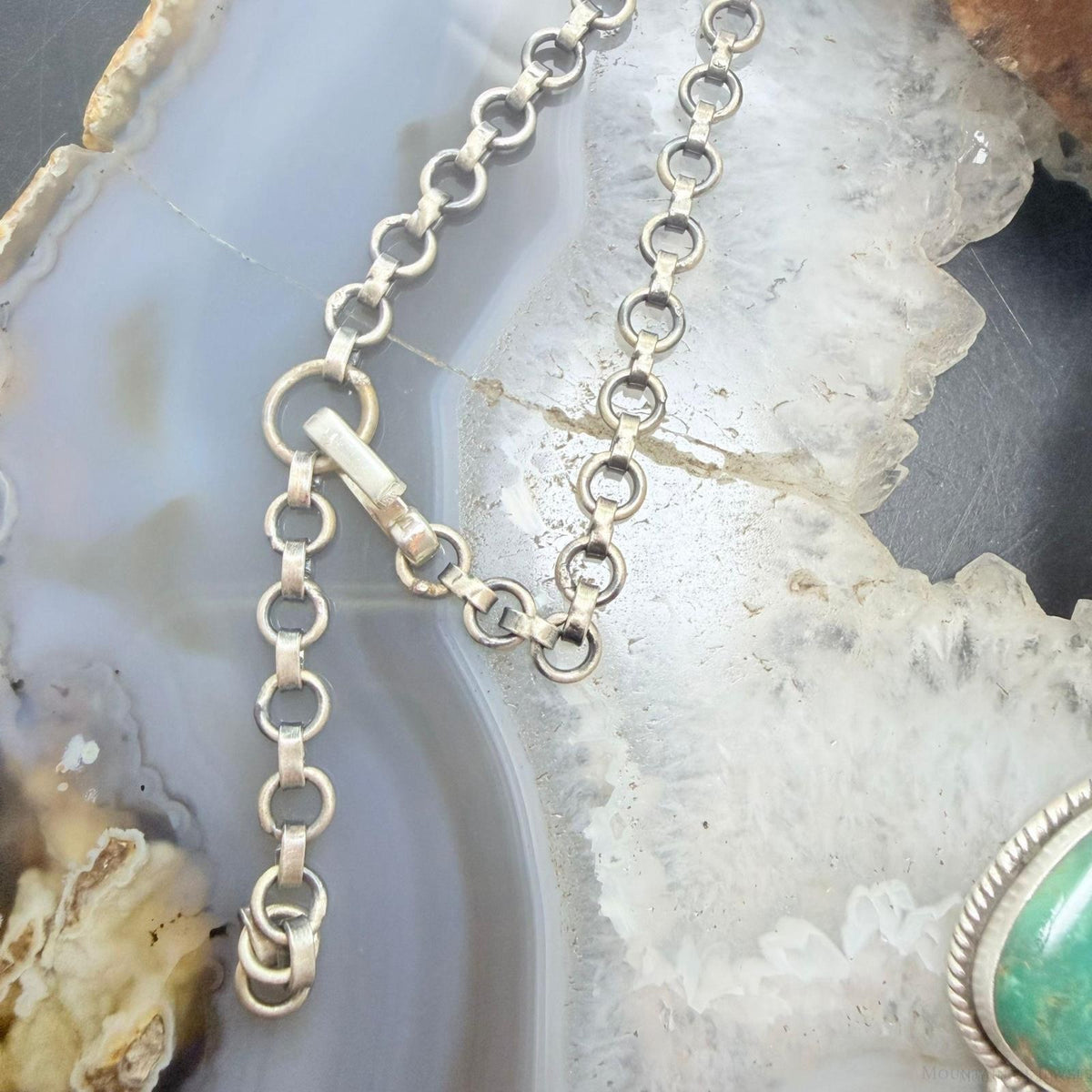 Sterling Silver Southwestern Style White Water Turquoise Lariat 25" Necklace For Women