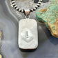 Native American Sterling Silver Rectangle Pink Conch Decorated Pendant For Women