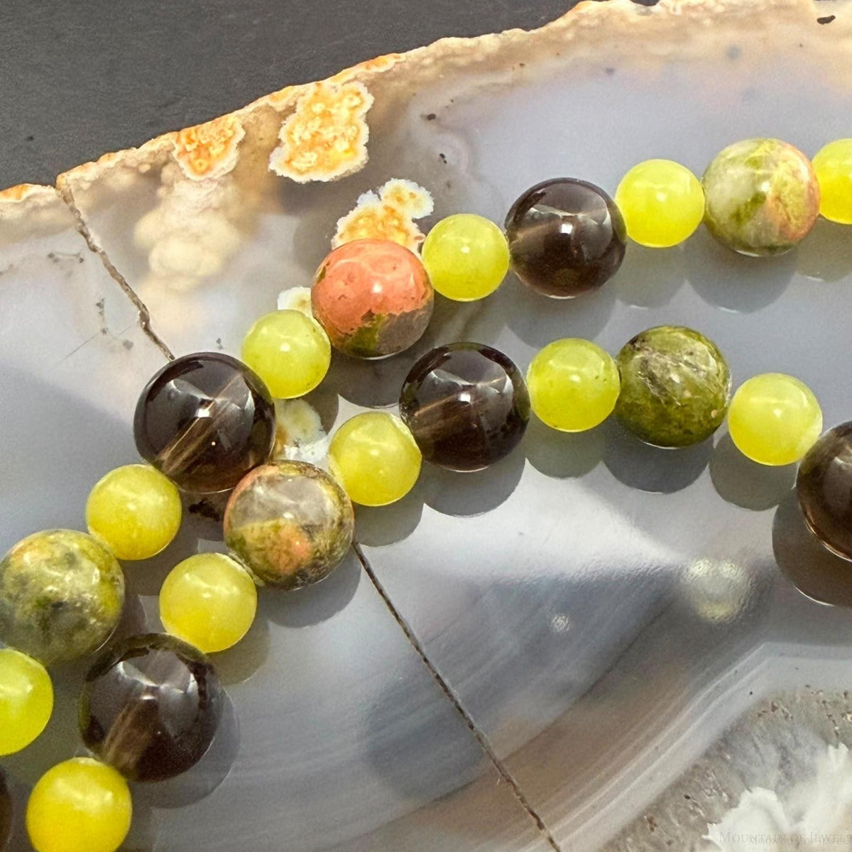 Carolyn Pollack Sterling Silver Smoky Quartz,Serpentine,Prehnite 24" Necklace For Women