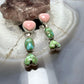 Sterling Silver Southwestern Style Sonora Gold Turquoise & Pink Conch Dangle Earrings For Women