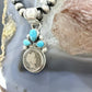 Genuine 1907 90% Silver Barber Head Dime Coin Mohave Turquoise Unisex Pendant