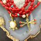 Carolyn Pollack Brass 5 Strands Red Jasper Beads w/Enhancer Necklace For Women