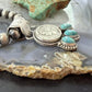 Genuine 1943 90% Silver Mercury Dime Coin w/Teardrop Turquoise Decorated Pendant