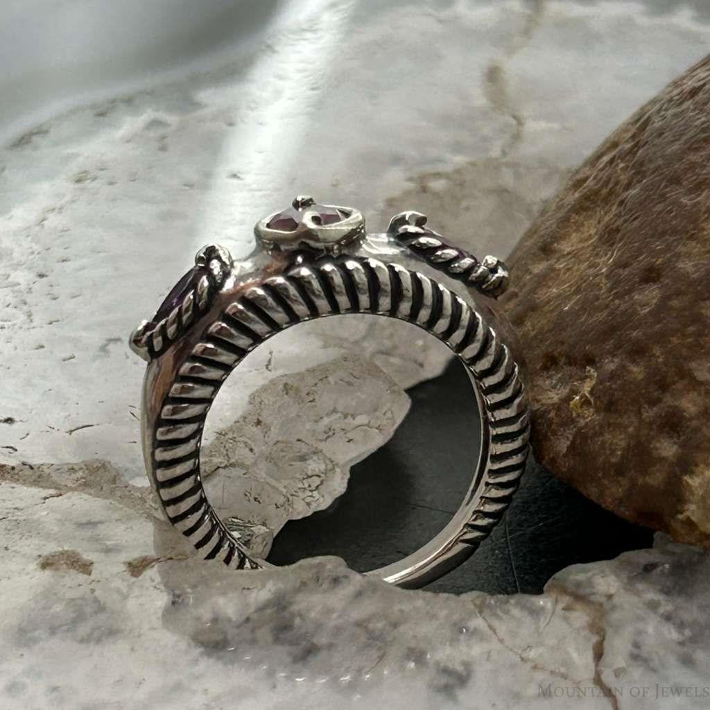 Carolyn Pollack Sterling Silver 3 Faceted Tourmaline Ring Size 5 For Women