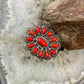 Carolyn Pollack Southwestern Style Sterling Silver Red Coral Decorated Flower Cluster Ring For Women