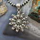 Southwestern Style Sterling Silver Decorated Cluster Floral Pendant For Women