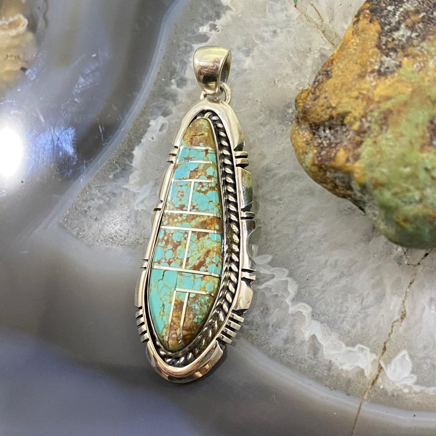 Wydell Billie Sterling Silver Turquoise Channel Inlay Unisex Pendant