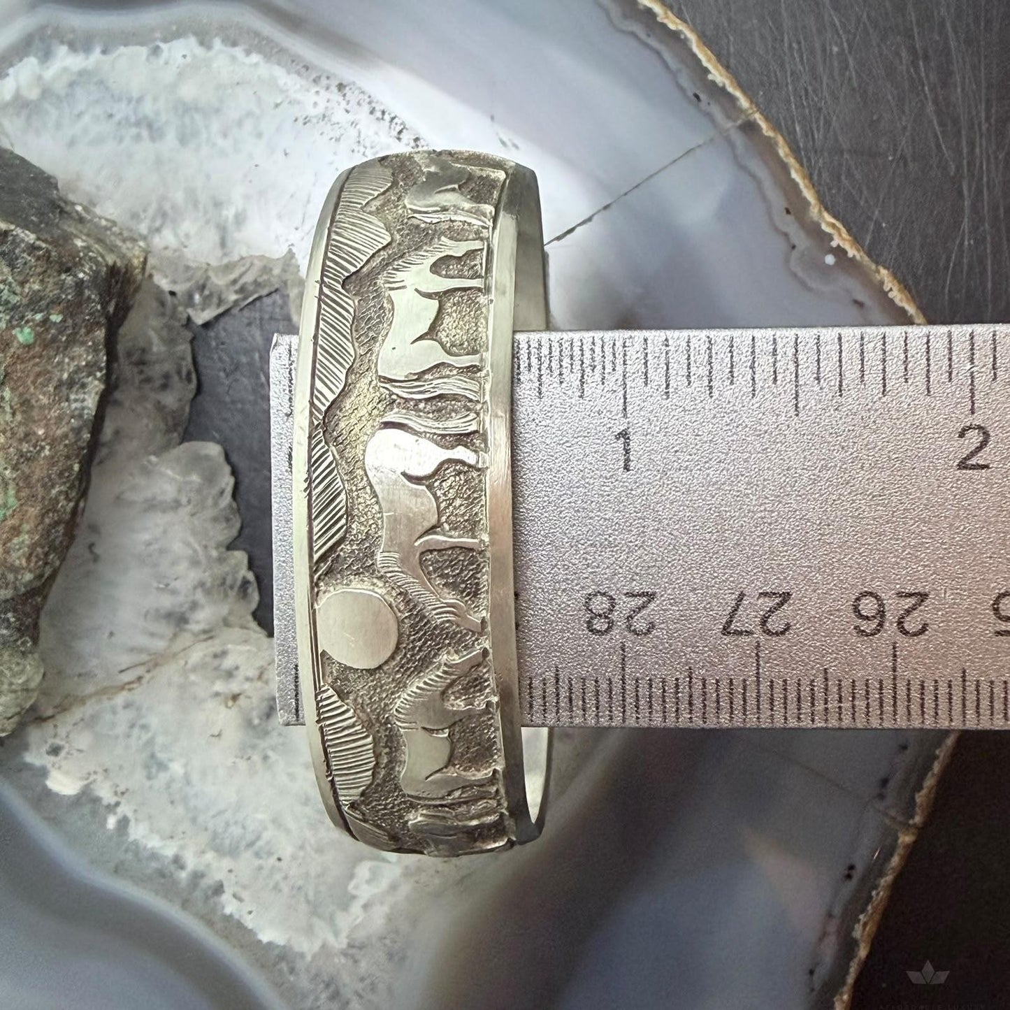 Alex Becenti Native American Sterling Silver Horses in The Wild Storyteller Unisex Cuff