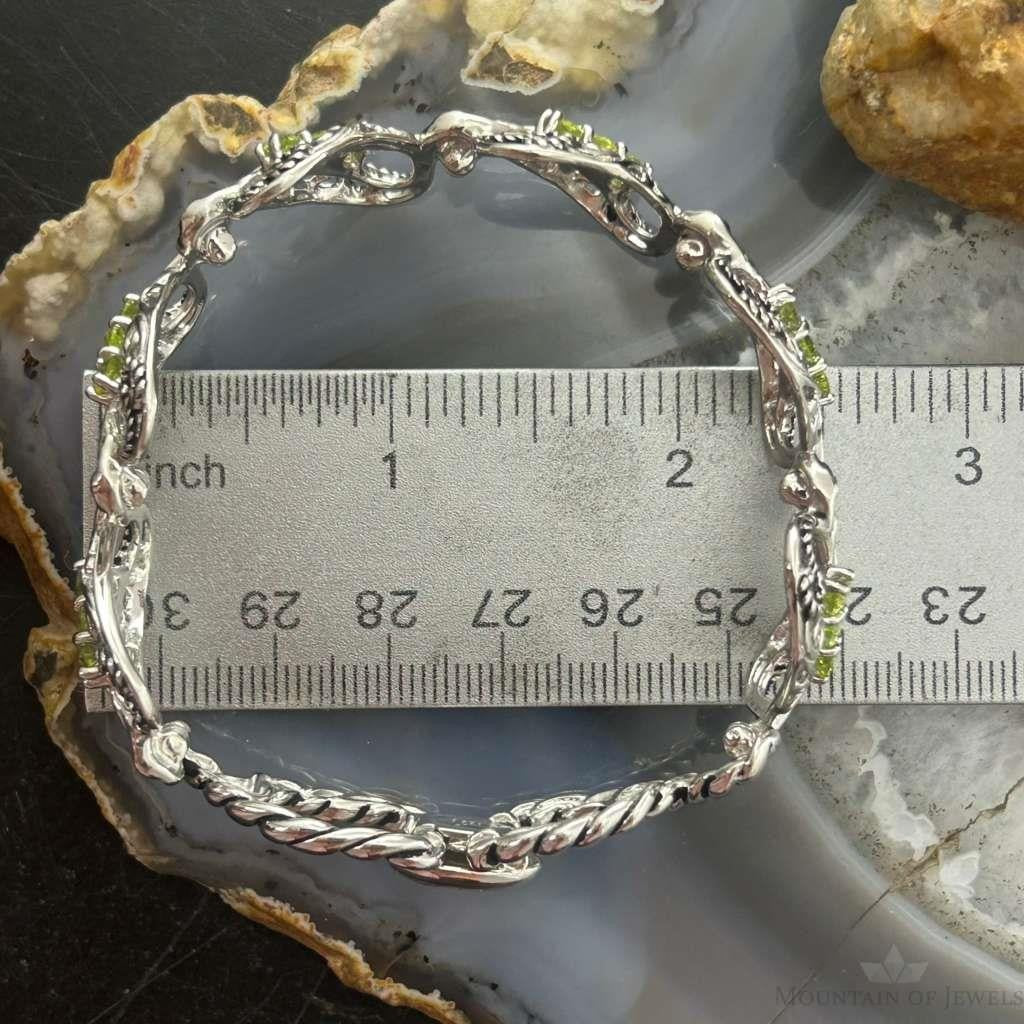 Carolyn Pollack Sterling Silver 18 Faceted Peridot Foldover Link Bracelet For Women