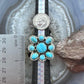 Sterling Silver Southwestern Style Composite Turquoise Cluster Adjustable Ring For Women