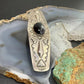 Signed Vintage Sterling Silver Native American Onyx Stamped Hair Barrette For Women