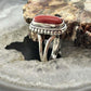 Sterling Silver Southwestern Style Coral Ring Size 7 For Women