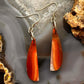 Sterling Silver Elongated Half Moon Carnelian Slab Dangle Earrings For Women 327