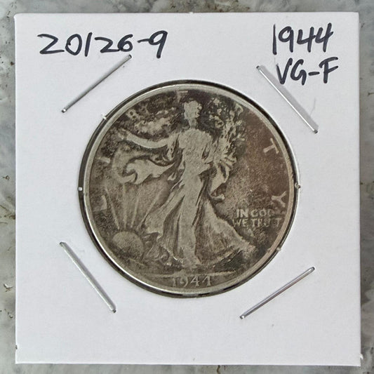 1944 US Walking Liberty Half Dollar 90% Silver VG-F #20126-9