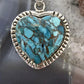 Sterling Silver Southwestern Style Blue Turquoise Dahlia Heart Pendant For Women