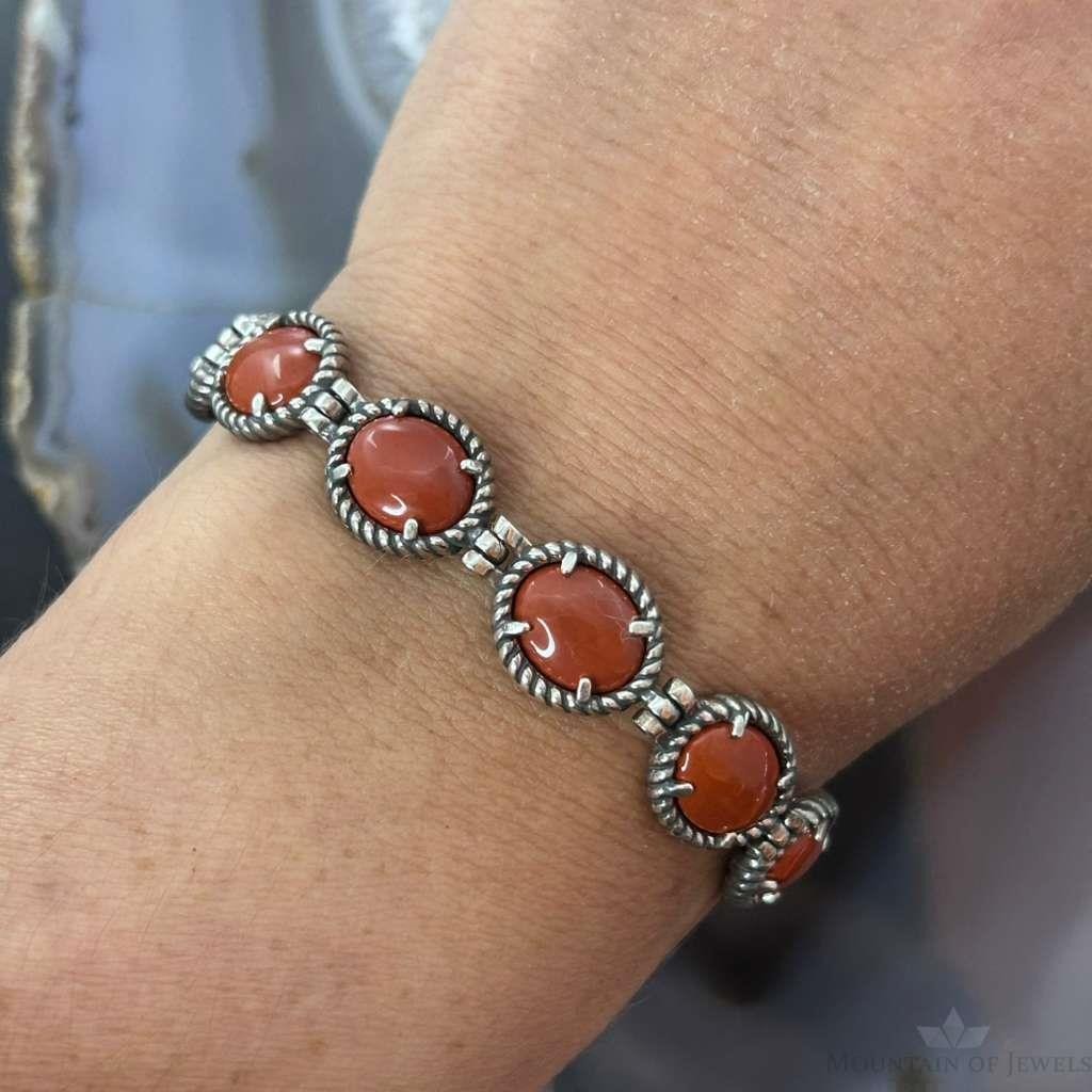 Carolyn Pollack Sterling Silver Lapis & Red Jasper Double Sided Toggle Link Bracelet