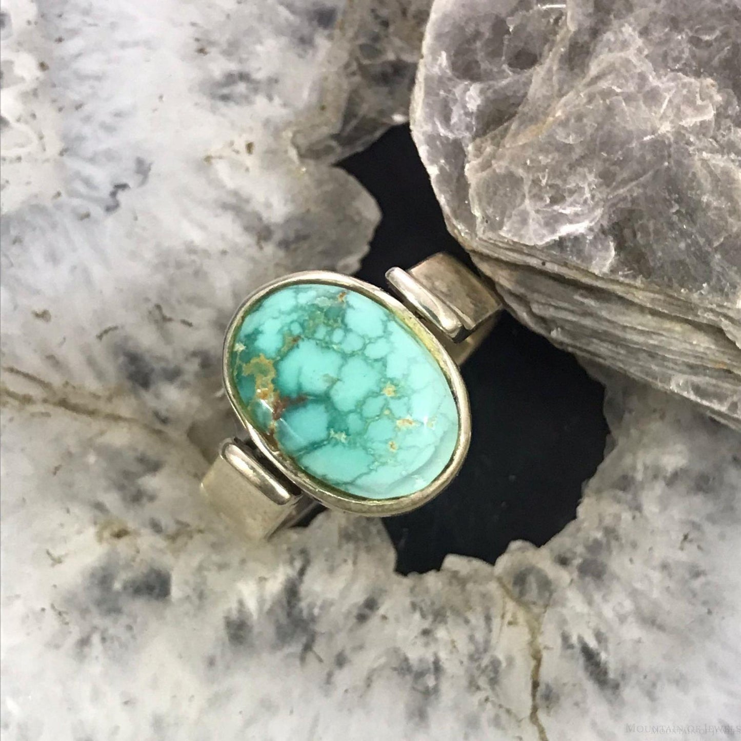 Christin Wolf Vintage Sterling Silver Turquoise & Opal Reversible Ring Size 10 For Women