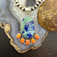 Sterling Silver Southwestern Style Azurite Chrysocolla & Spiny Oyster Decorated Pendant