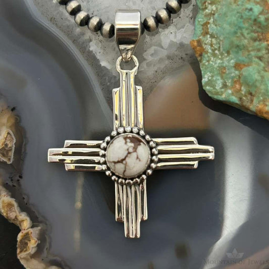 Sterling Silver Southwestern Style Round Wild Horse Unisex Zia Pendant #4